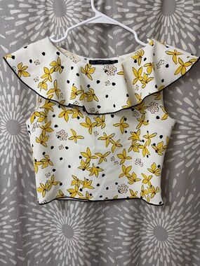 Zara Floral Cropped Blouse